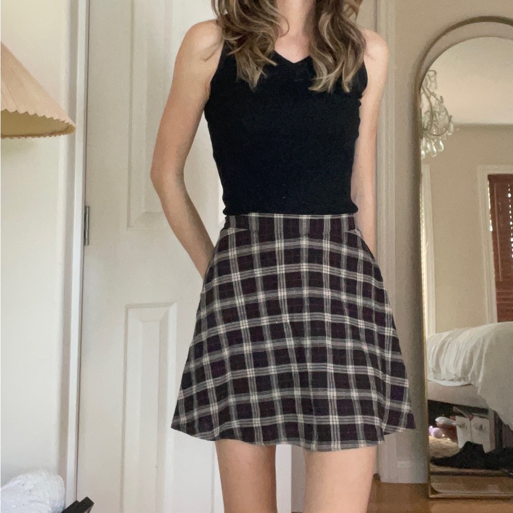 Plaid A-line mini skirt